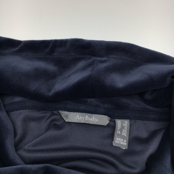 AnyBody Velour Oversized Cowl Pullover Top Navy - Picture 4 of 6